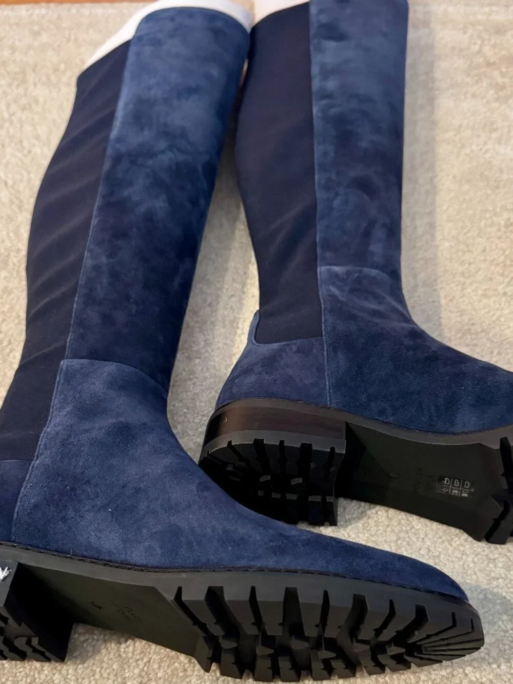 Brand New Stuart Weitzman OTK Blue Suede, City Boot Size 7.5